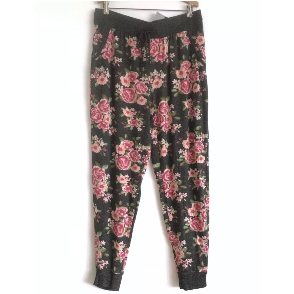Floral Joggers Brushed Fleece Plus Size